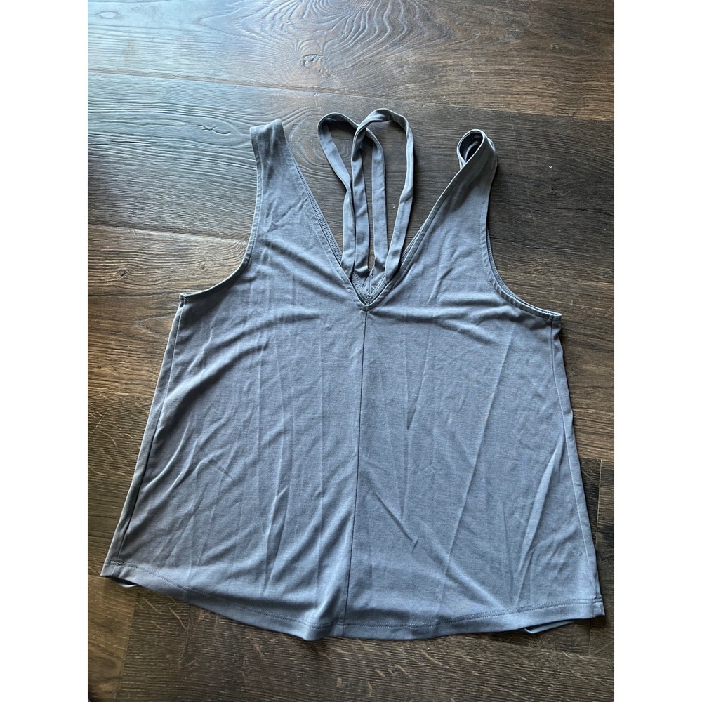 American Eagle Soft & Sexy Sueded Tank Top Gray Caged Strappy‎ Back Womens Small